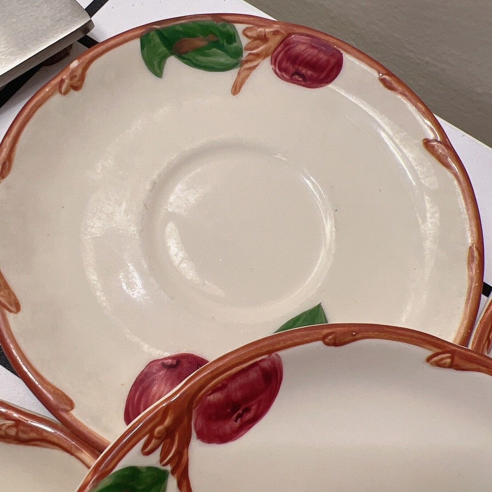 Lot of 6 Vintage Franciscan "Apple" Pattern Ceramic Saucers California USA - Picture 5 of 12